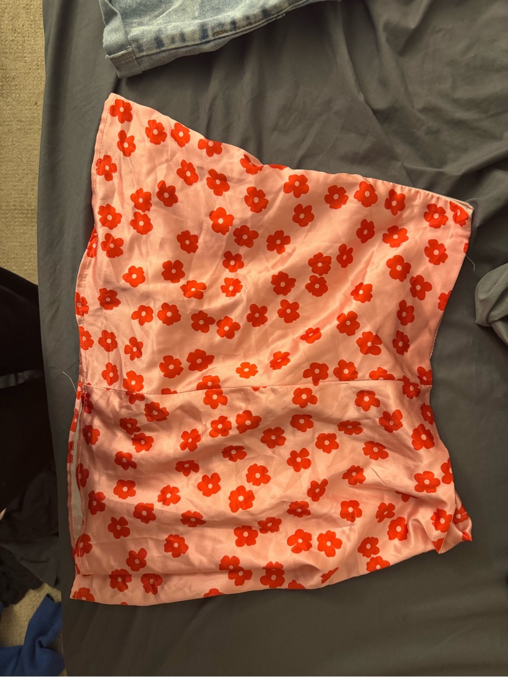 SHEIN Pink Mini Skirt with Red Floral Print